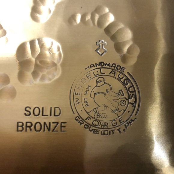 Vintage Wendell August Forge Solid Bronze Mushroom Mini Art Trays 5”X 4” - Picture 3 of 6